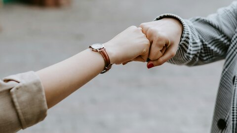 Two hands making a handshake gesture