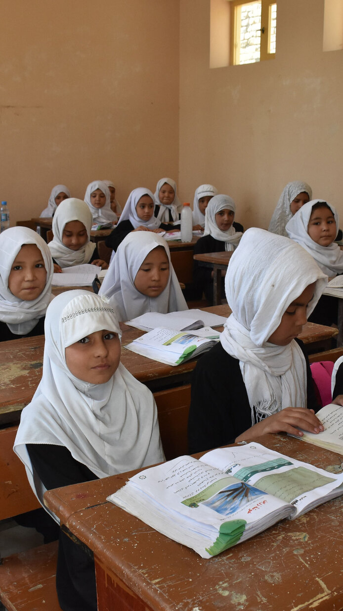 Afghan girls attending school